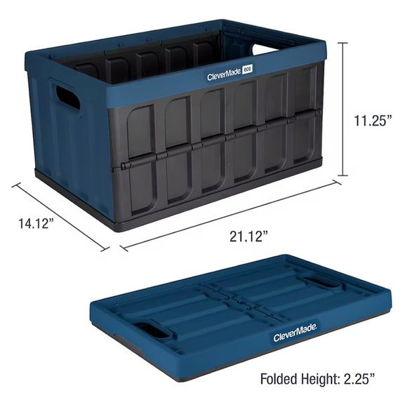 Collapsible Storage Box Crate Bin 62L Stackable 16 gal CleverMade Made in Italy - Picture 1 of 8